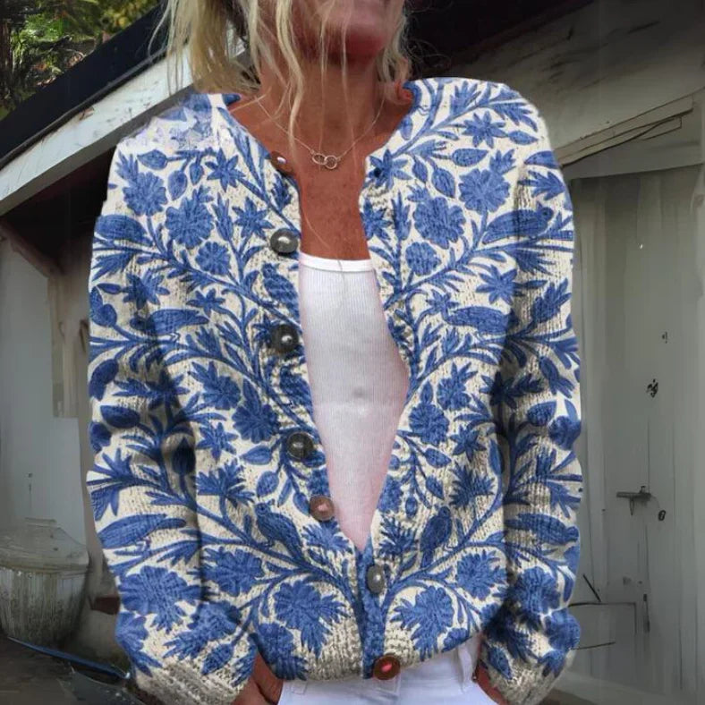 Jorielle | Damen-Wollmantel mit Blumenmuster – Bequemer, stilvoller und warmer Wintermantel