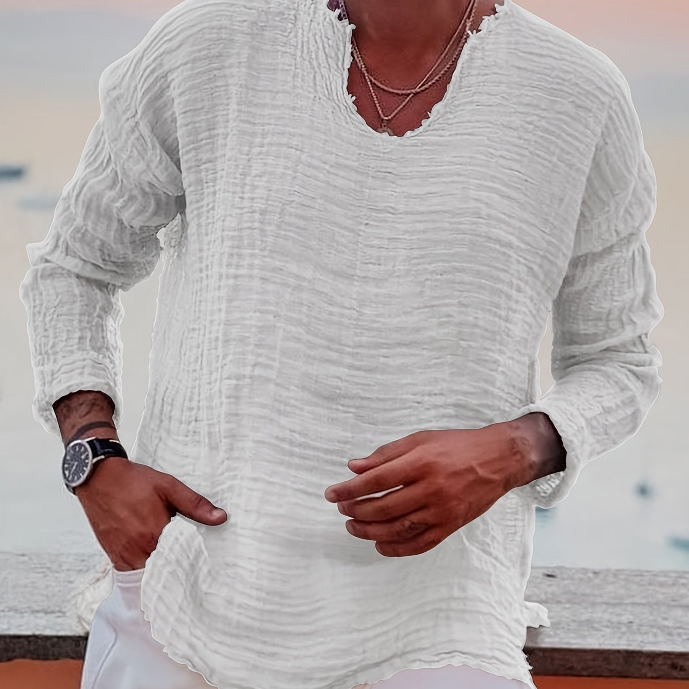 Ziveno | V-hals T-shirt met distressed-look voor heren – Casual zomershirt met halflange mouwen