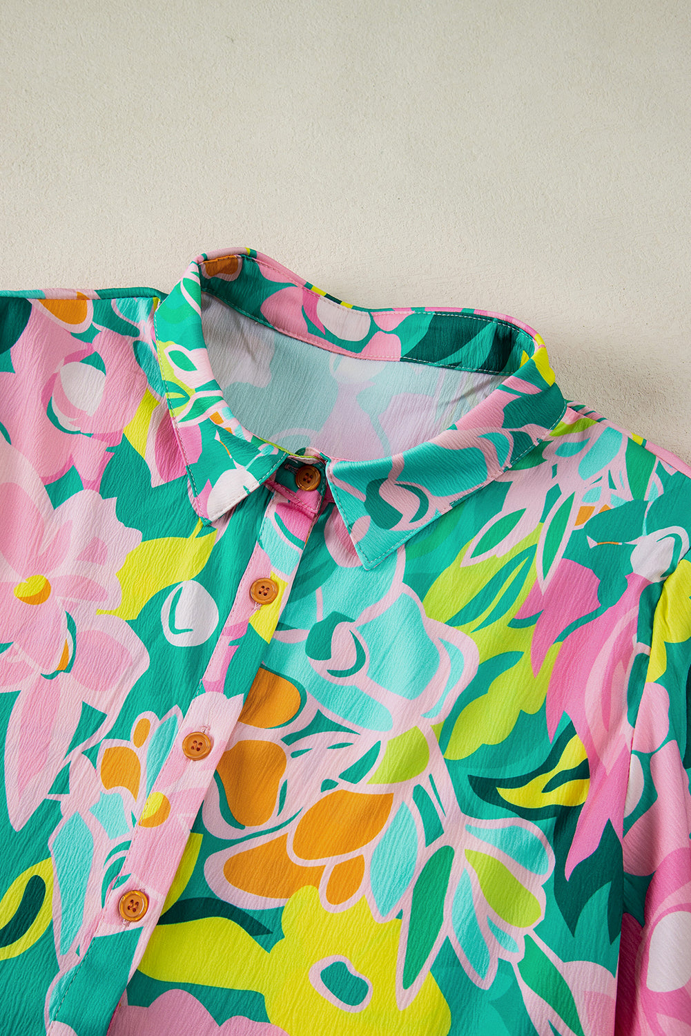 Melantha | Groene bloemenprint babydoll jurk met pofmouwen en kraag – Lichtgewicht zomerjurk