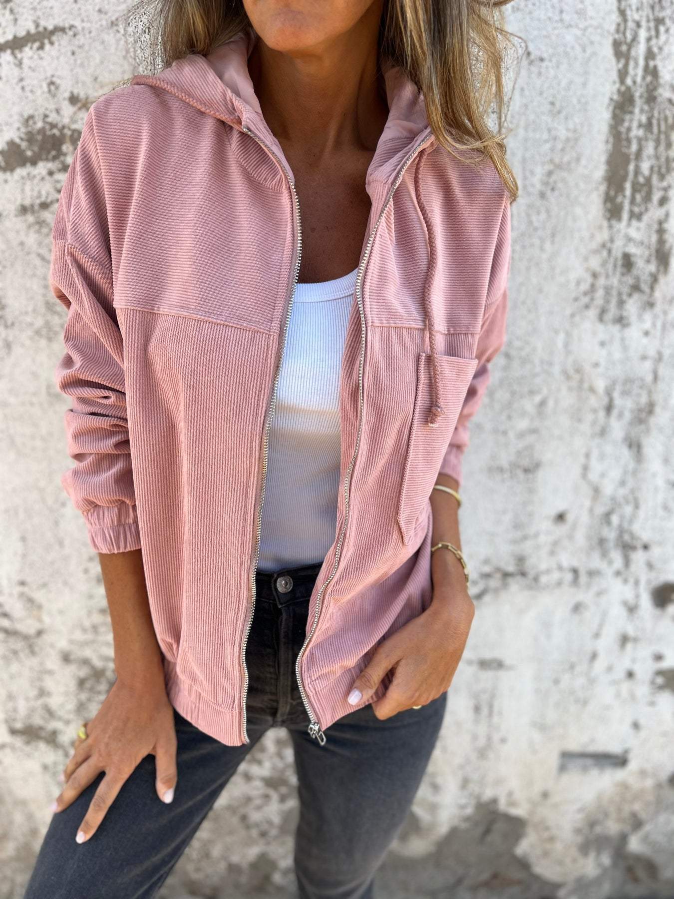 Avelithra | Veste à capuche en velours côtelé pour femme – Confortable, coupe décontractée, vêtement d'extérieur casual