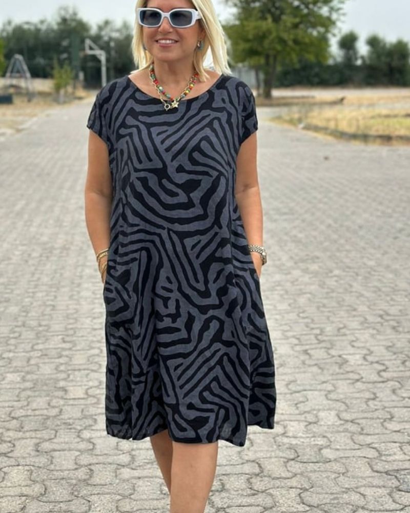 Parnella | Korte mouwen jurk met zakken voor dames – Relaxte casual zomerjurk voor elke dag
