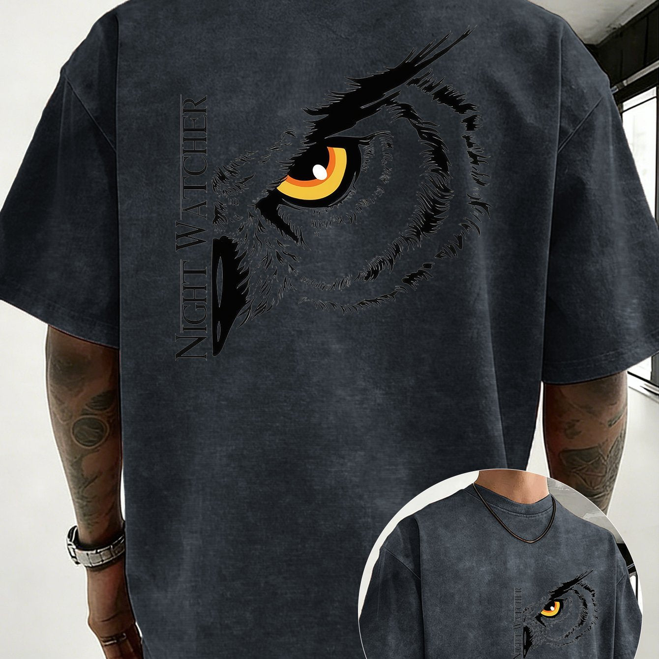 Alrican | Vintage oversized T-shirt van zwaar katoen, gewassen, losse pasvorm