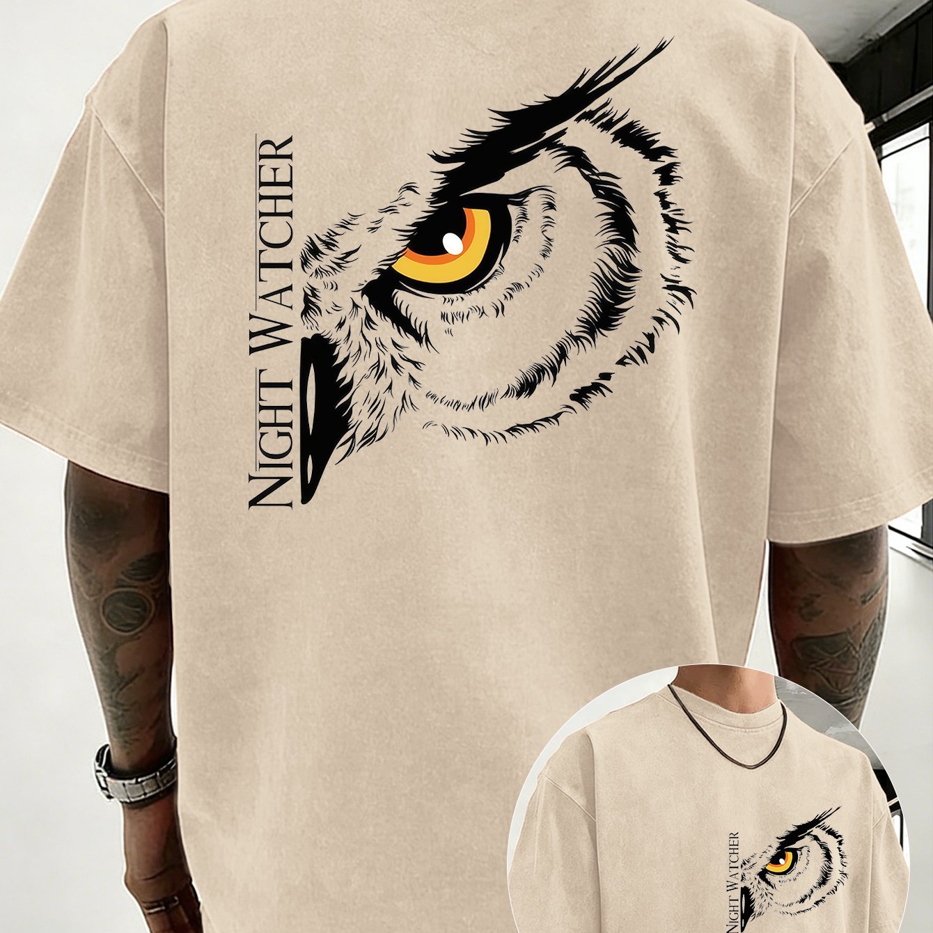 Alrican | Vintage oversized T-shirt van zwaar katoen, gewassen, losse pasvorm