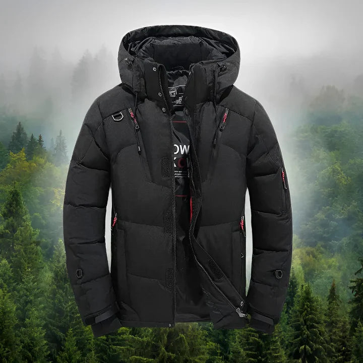 Florent | Parka homme en duvet avec capuche amovible, veste d'hiver chaude, isolée et imperméable, idéale pour les activités de plein air