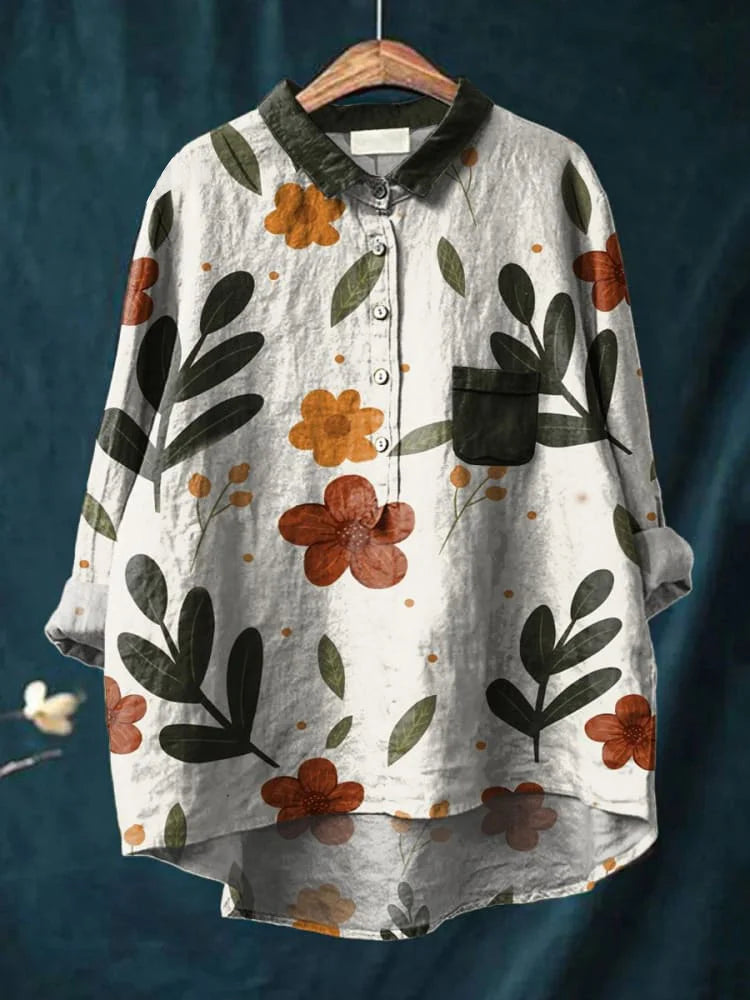 Elza | Oversized Damesshirt met Hondenkunst print - Lange Mouw Katoenen Casual Blouse