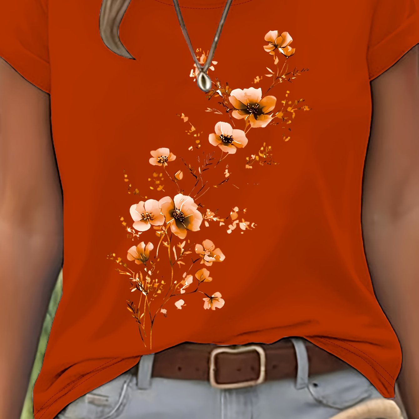 Vionyxen | Dames-T-shirt met bloemenprint in aquarelstijl – Casual zomertop