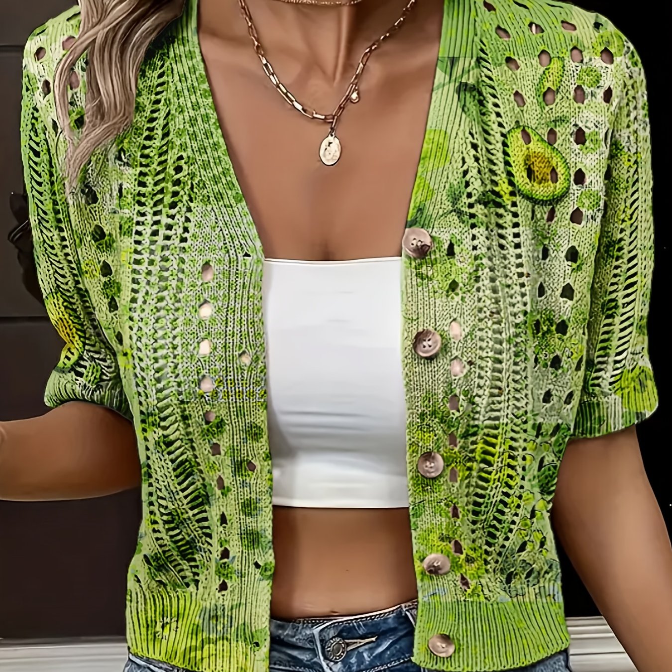 Eenira | Dames Bohemian Haakwerk Vest – Korte V-Hals, Kleurrijk Gebreid Bovenkledingstuk