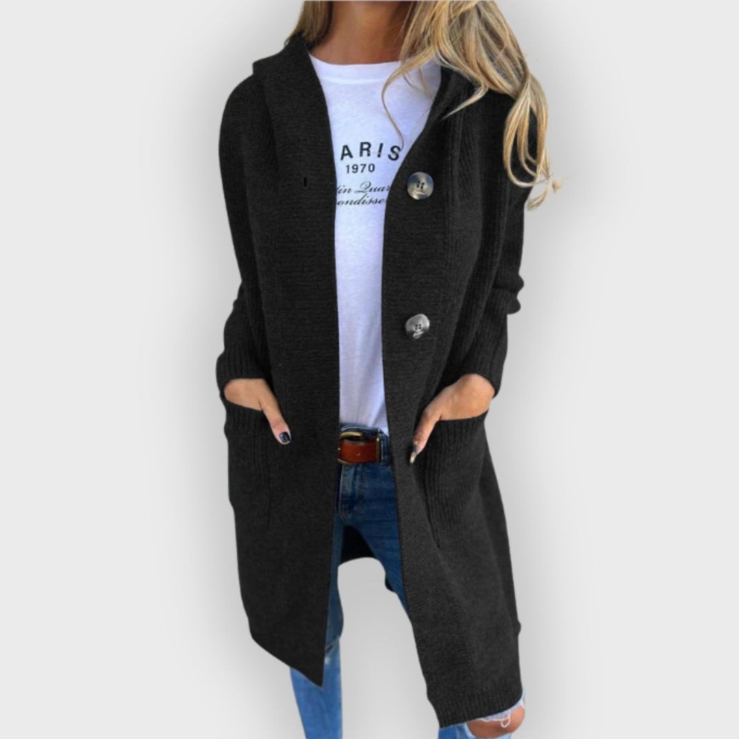 Havelle | Lange Strickjacke für Damen – Weicher Strickpullover mit offener Vorderseite