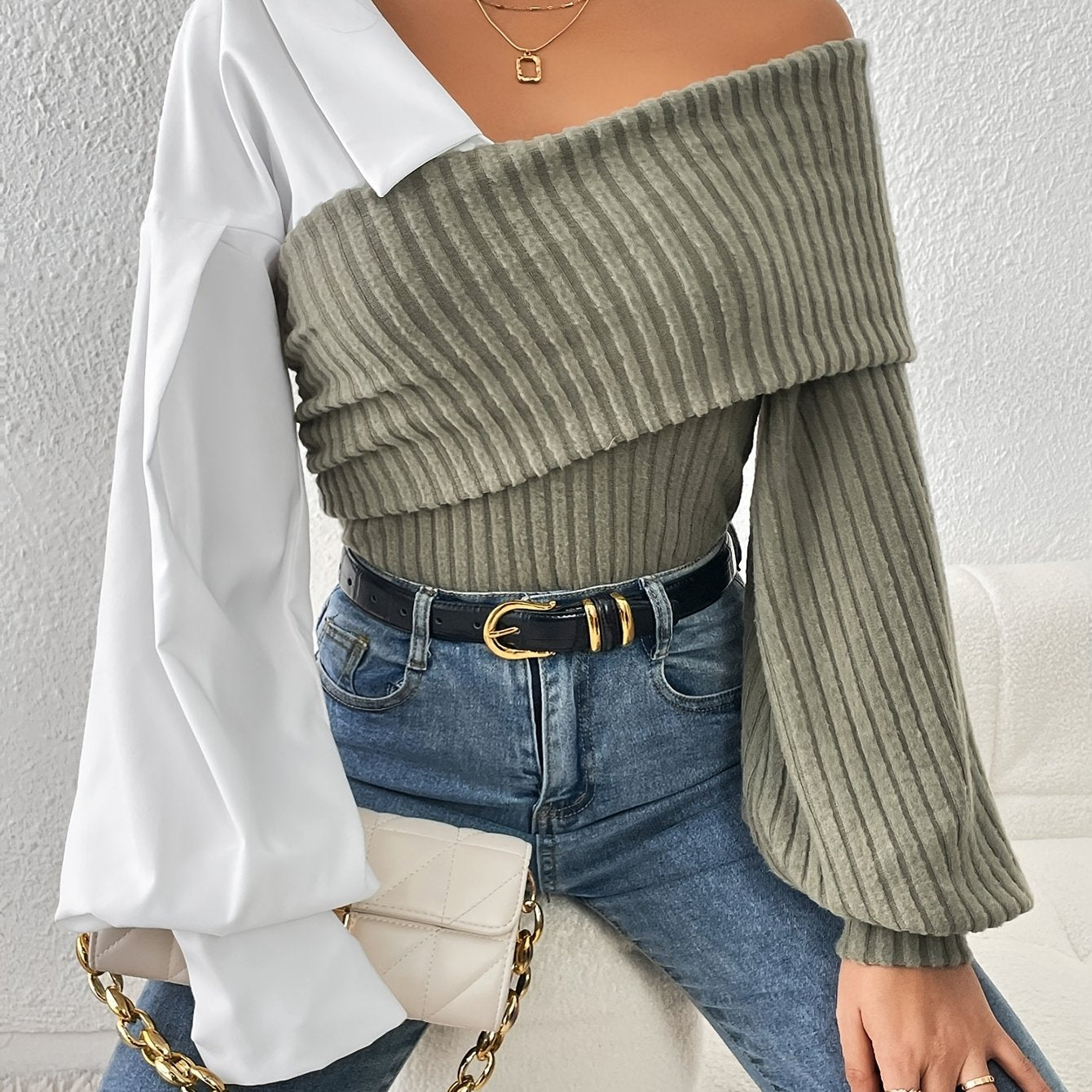 Ianthe | Casual damesoverhemd met kleurblokken – Elegant model met lange mouwen