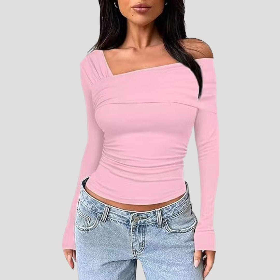 Valivonne | Off-shoulder Bardot-top voor dames – Elegante casual blouse met lange mouwen