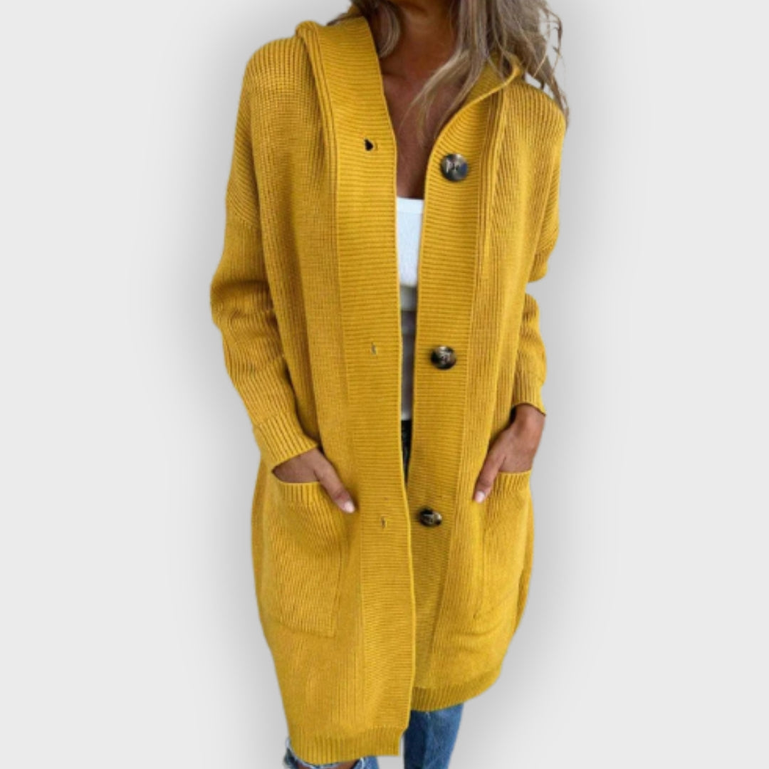 Havelle | Lange Strickjacke für Damen – Weicher Strickpullover mit offener Vorderseite