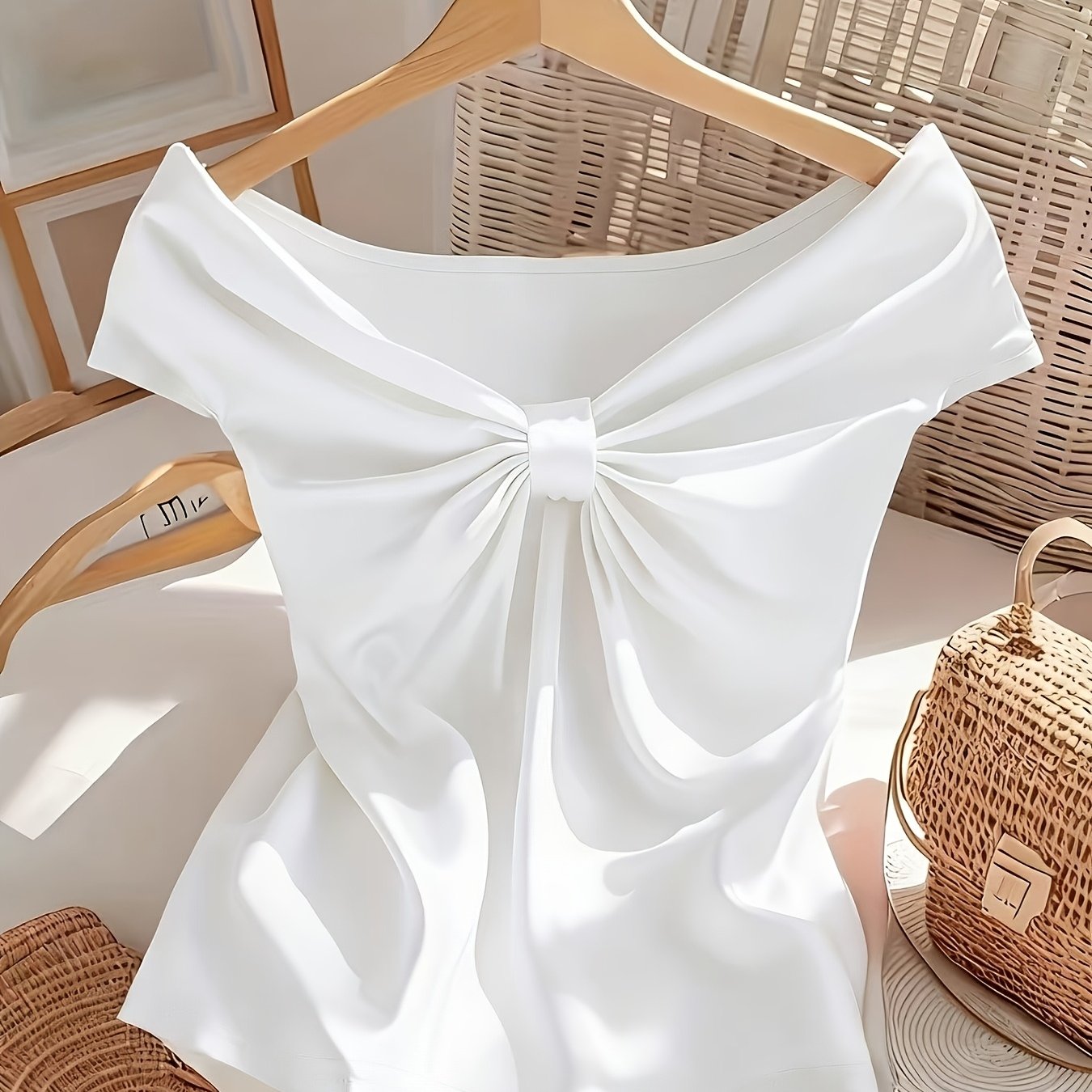 Lyna | Dames off-shoulder top – chique elegante blouse met korte mouwen, slim fit casual zomerblouse