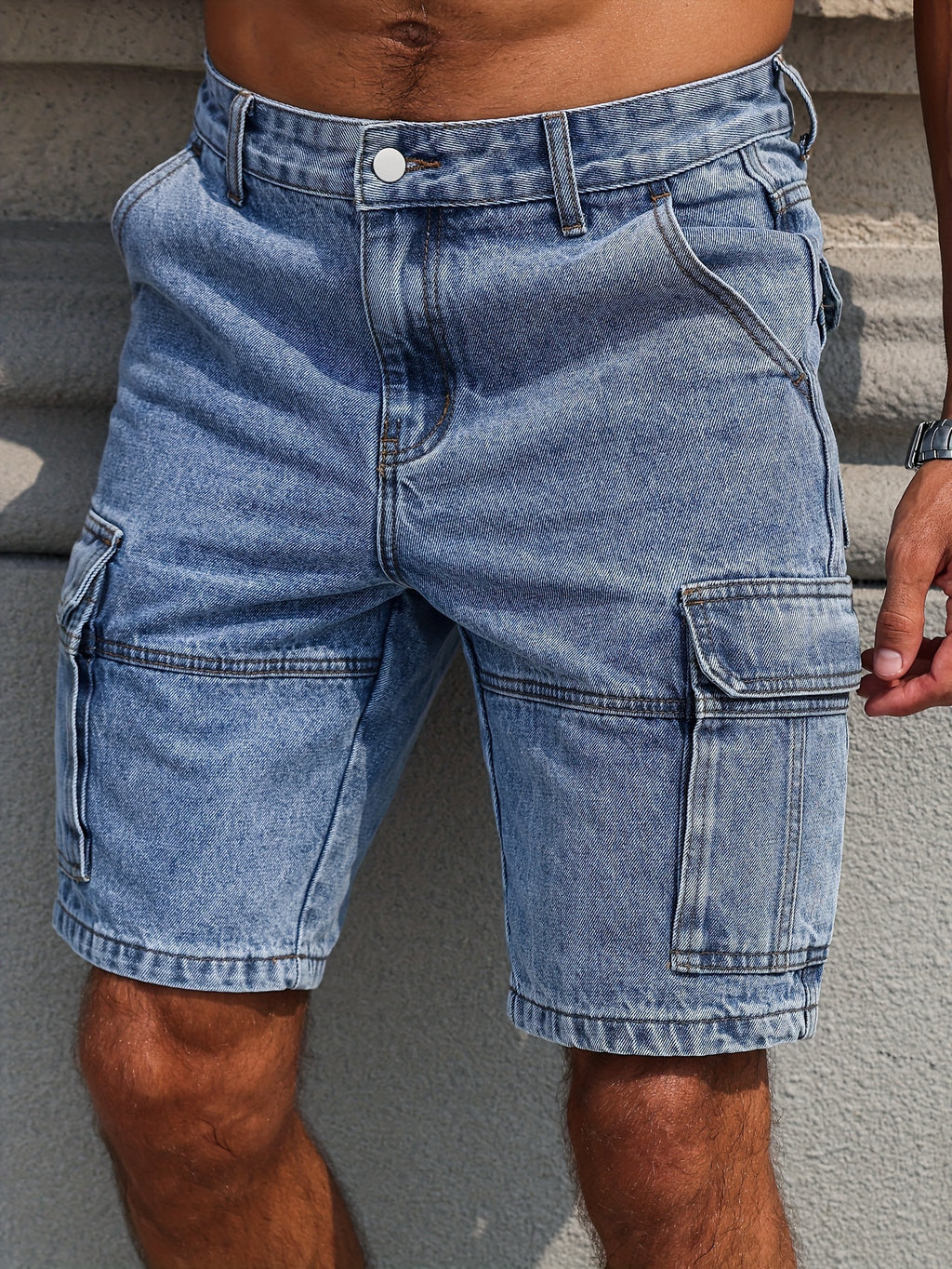 Pyrion | Klassieke Blauwe Denim Shorts – Lichtgewicht Casual Zomerse Knie‑Lange Shorts