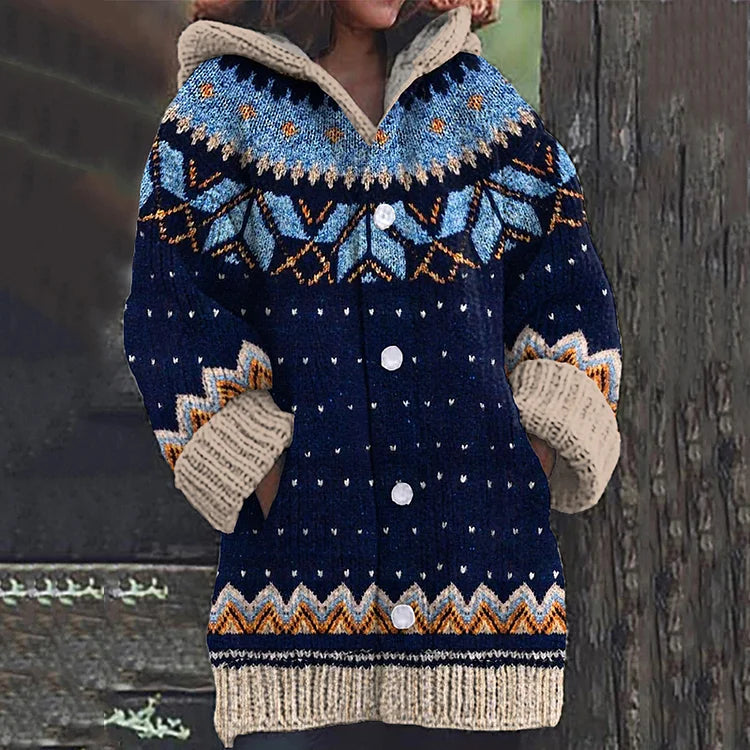 Cilia | Manteau en laine épaisse et chaude pour femme – Manteau d'hiver à motifs