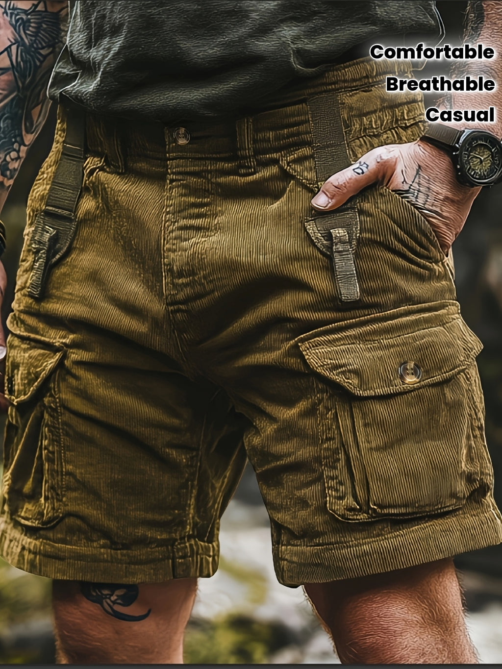 Velion | Herenoverall van corduroy met 3D-weefpatroon – casual broek, ritssluiting