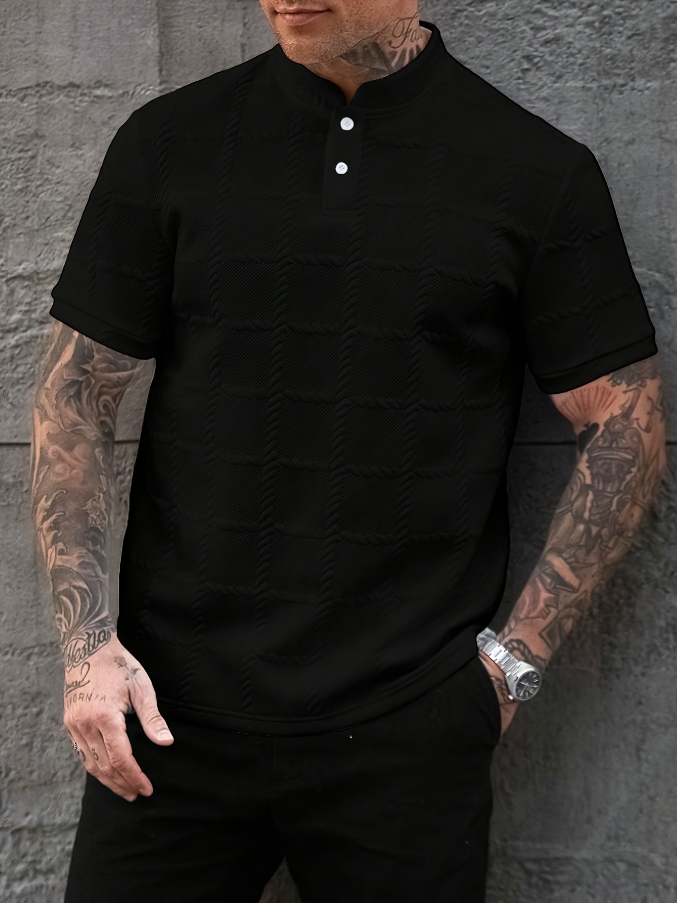 Zorvik | Heren Geruit Jacquard T-shirt – Korte Mouwen, Ademend Casual Zomershirt met Zachte Textuur