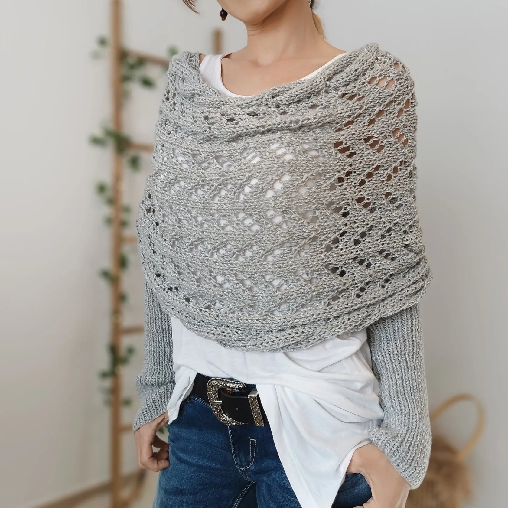 Winifred | Châle tricoté pour femme – Écharpe tricotée oversize confortable pour l'automne et l'hiver