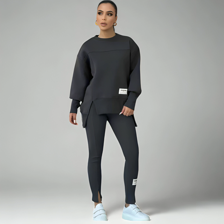 Ysotta | 2-delige set voor dames – trui met onregelmatige zoom en bijpassende legging, casual loungewear