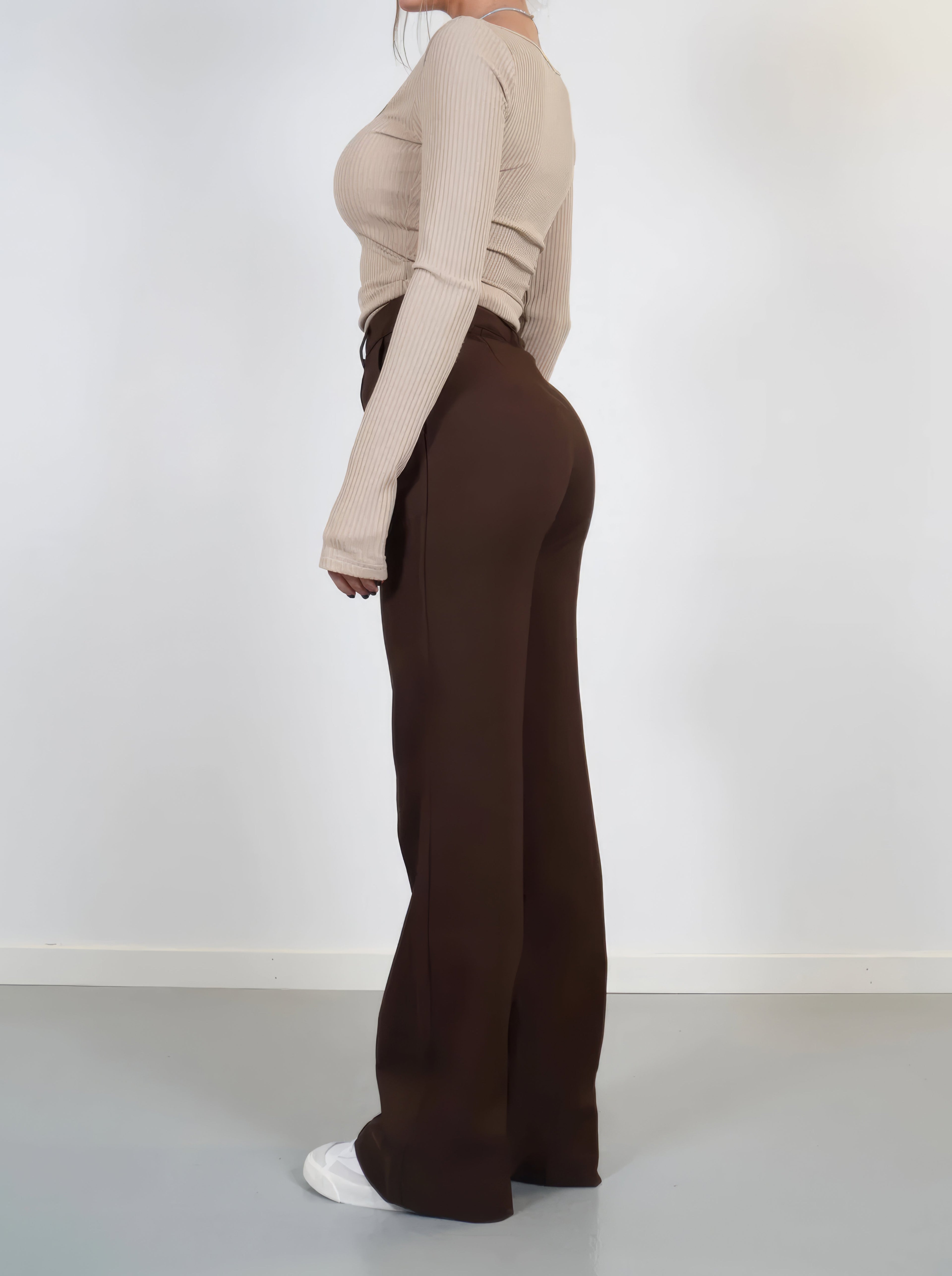 Atalina | Hoge taille broek met rechte pijpen voor dames – Casual & kantoorbroek