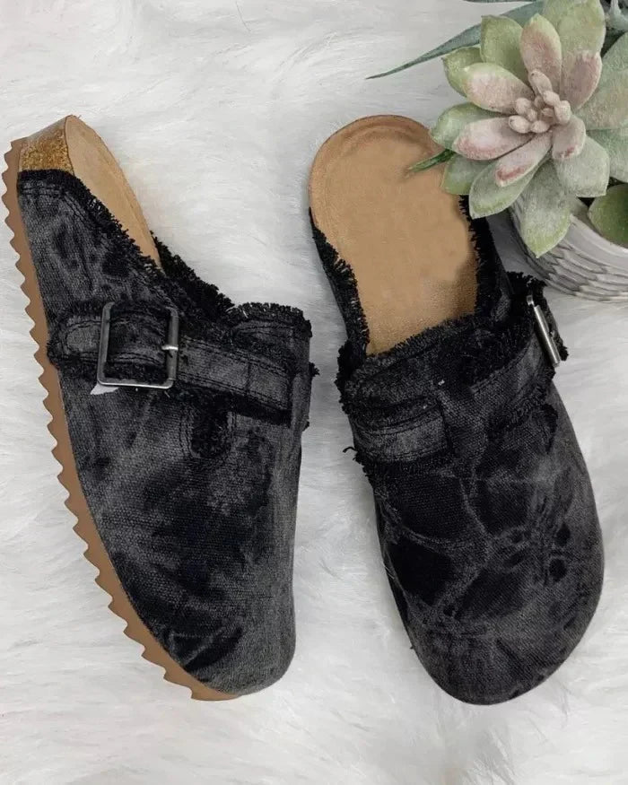 Aeva | Canvas damesklompen - Instappers, comfortabel schoeisel