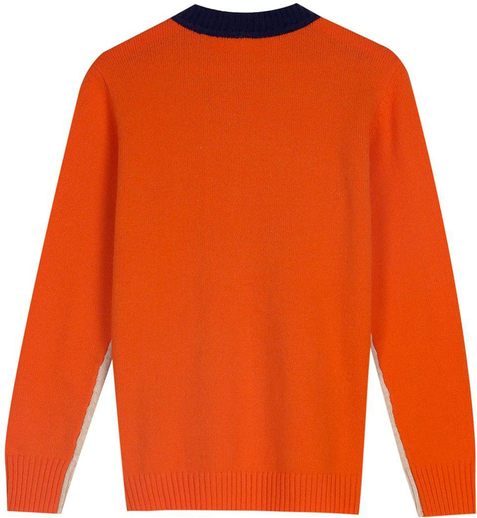 Zelyra | Dames Retro Gestreepte Gebreide Trui – Marineblauw en Oranje, Casual Pullover