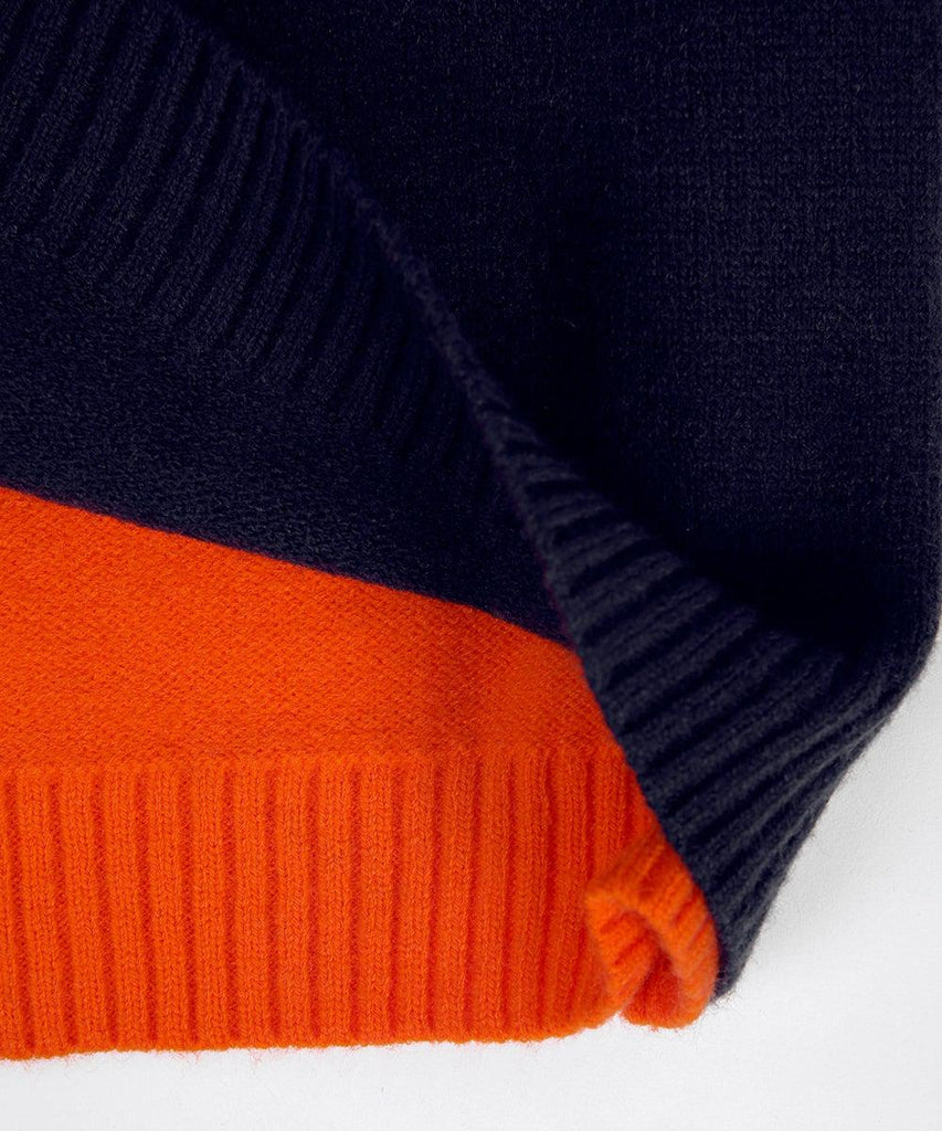 Zelyra | Dames Retro Gestreepte Gebreide Trui – Marineblauw en Oranje, Casual Pullover
