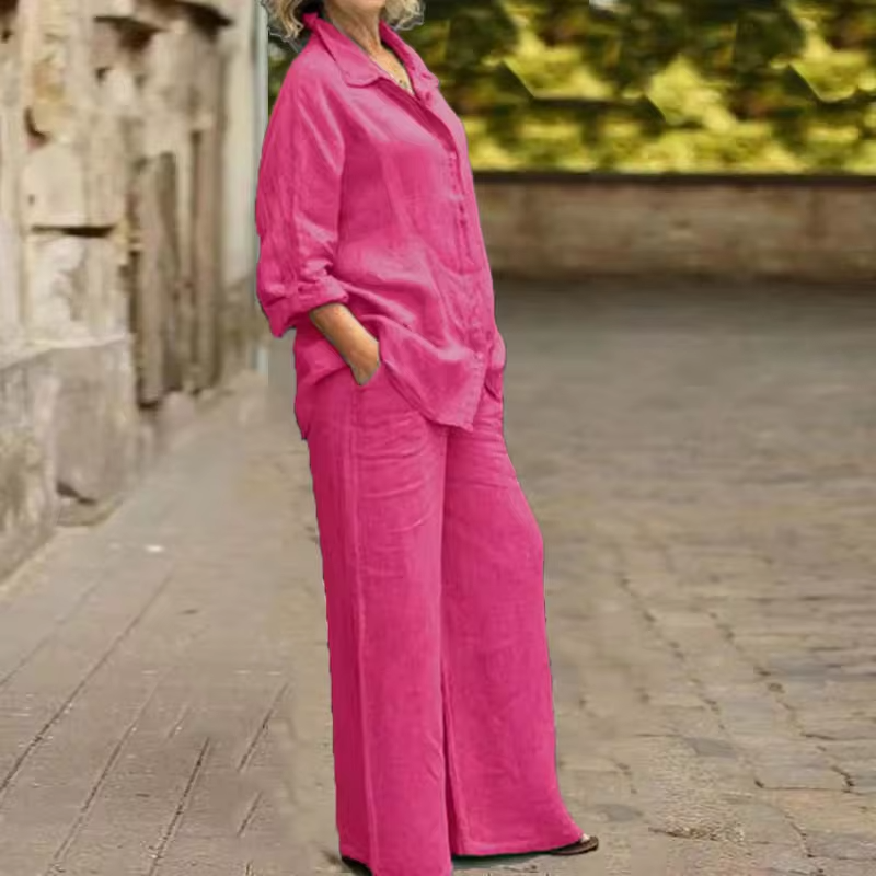 Felyn | Casual linnen set – Vintage zomerse outfit voor dames met losse pasvorm