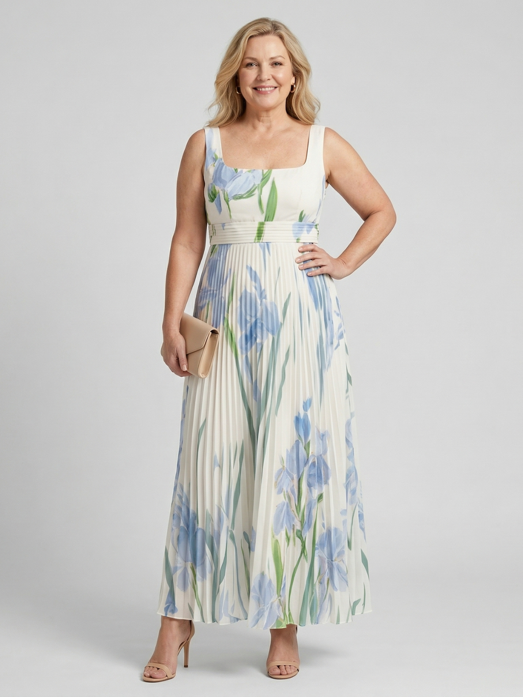 Elissa | Dames Bloemen Geplooide Maxi Jurk – Mouwloos, Elegante Zomer Maxi Jurk