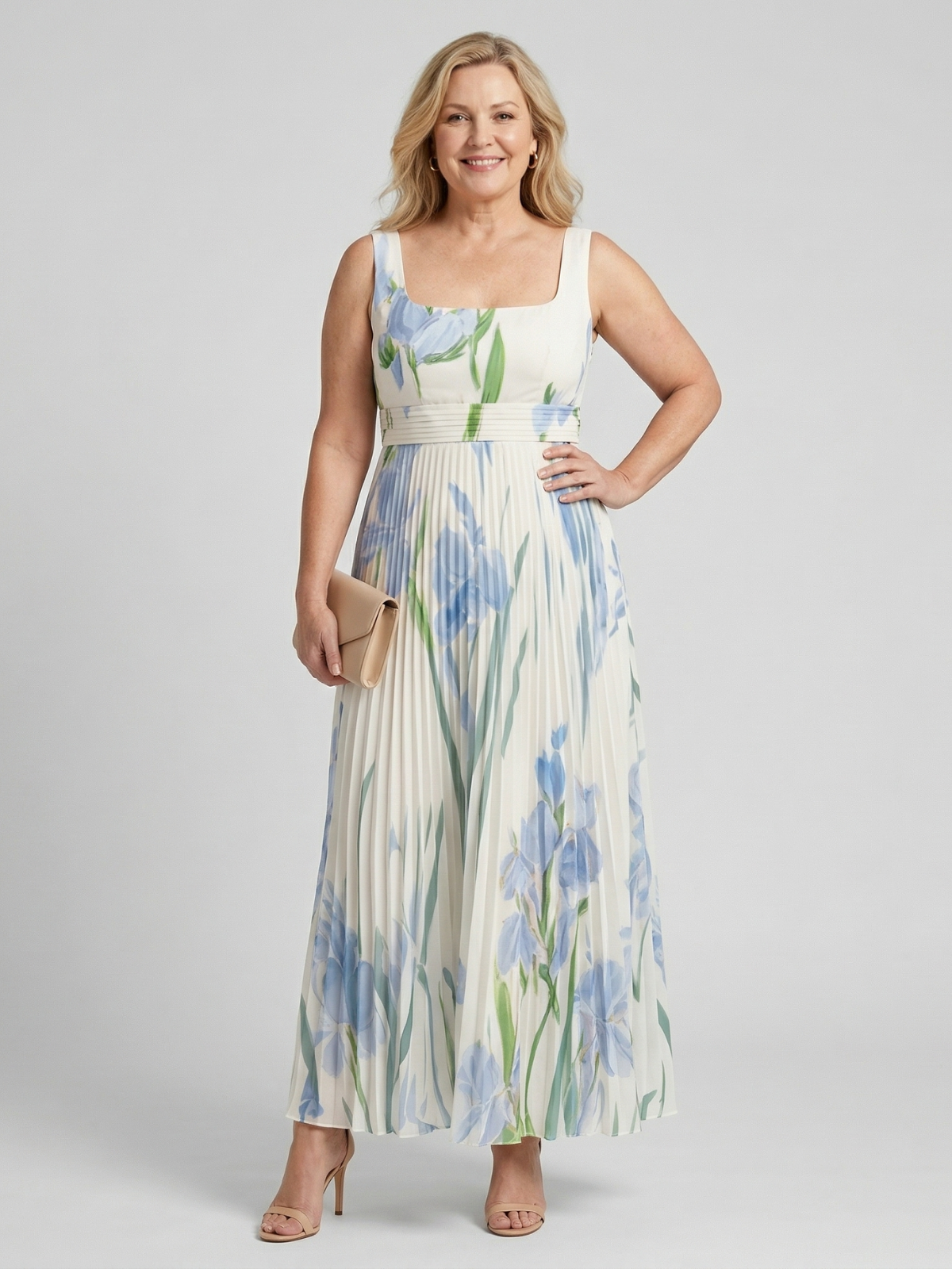 Elissa | Dames Bloemen Geplooide Maxi Jurk – Mouwloos, Elegante Zomer Maxi Jurk