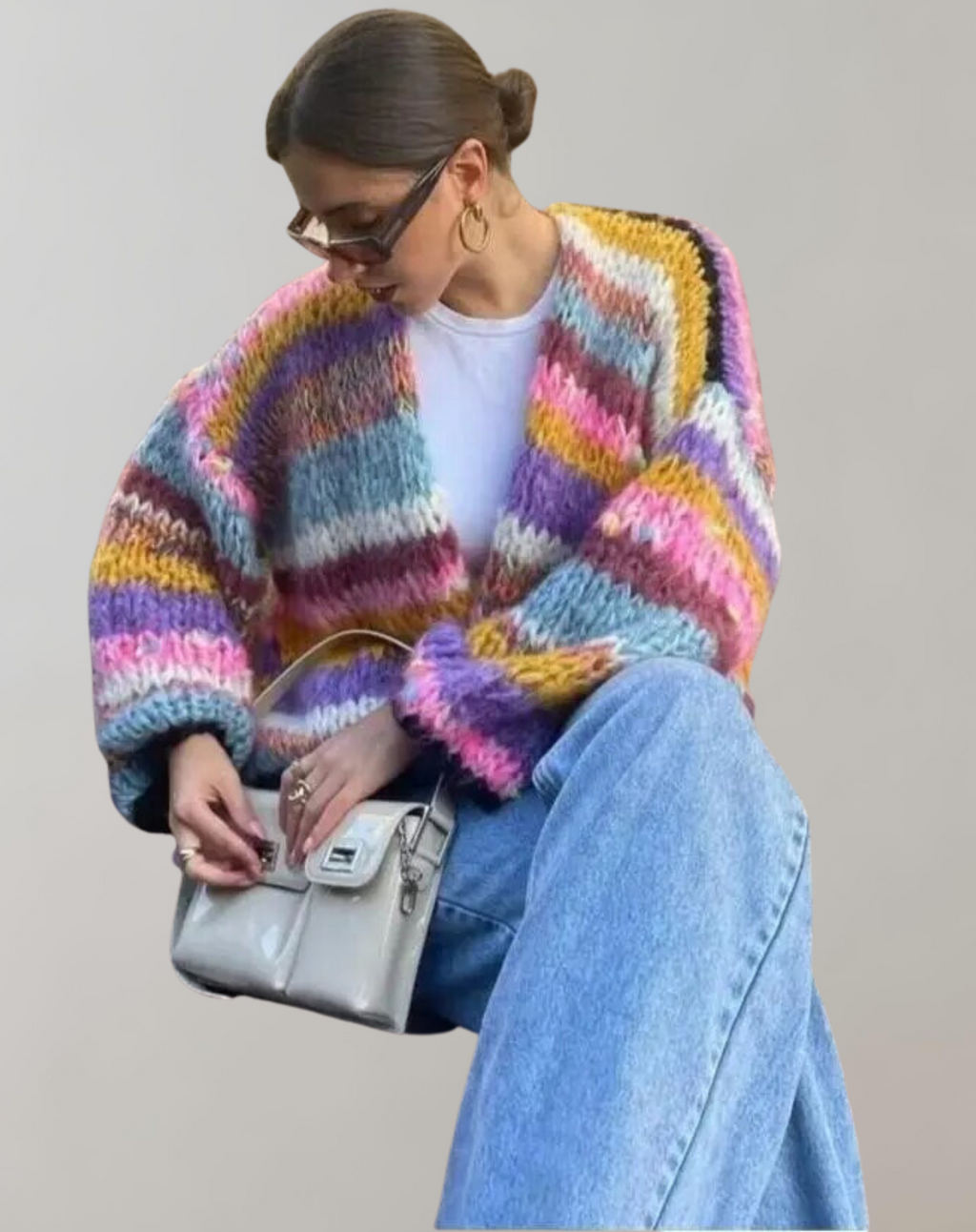 Verithae | Gilet en maille ajourée pour femme - pull coloré, confortable et décontracté pour l'automne et l'hiver