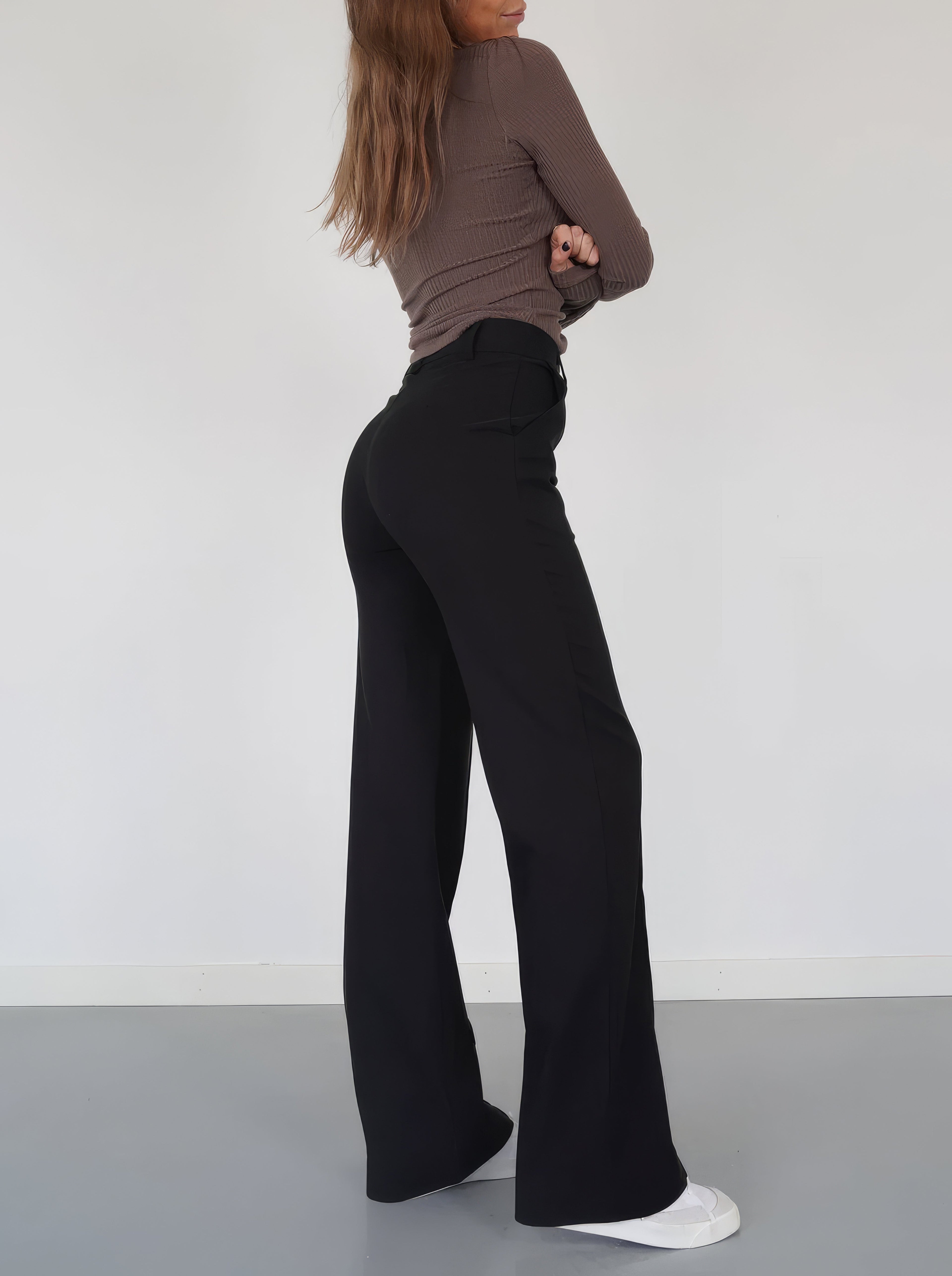 Atalina | Hoge taille broek met rechte pijpen voor dames – Casual & kantoorbroek