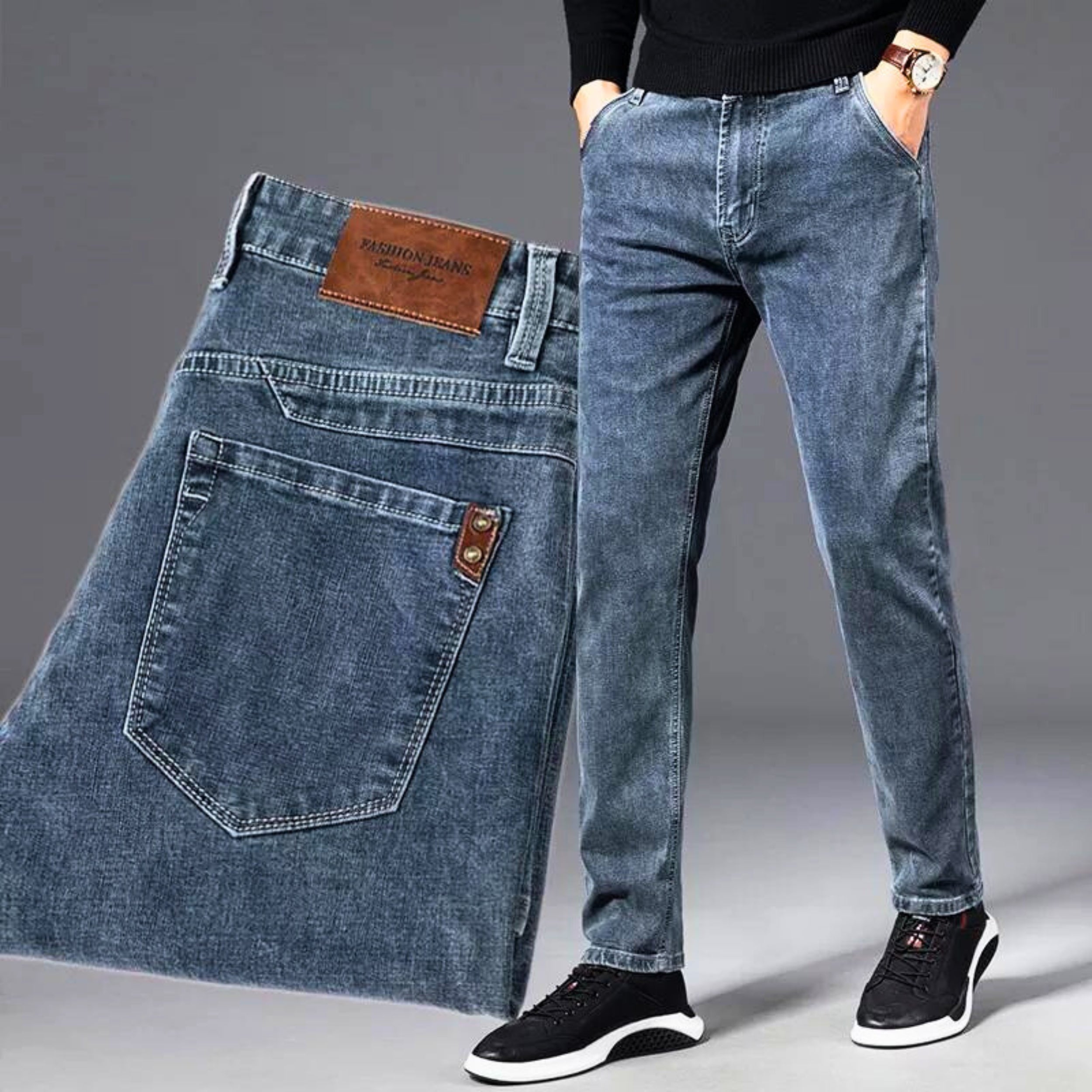 Darvric | Jeans en denim stretch décontractés pour homme – délavage vintage classique, pantalon polyvalent