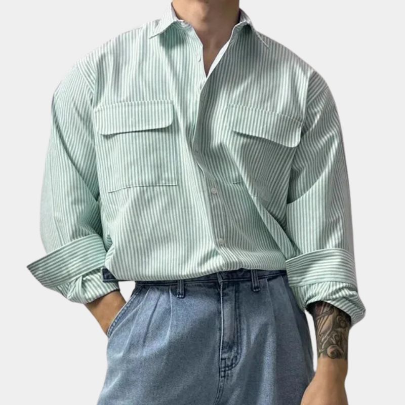 Carvin | Oversized Herren-Nadelstreifenhemd – Langarmhemd für Freizeit und Business