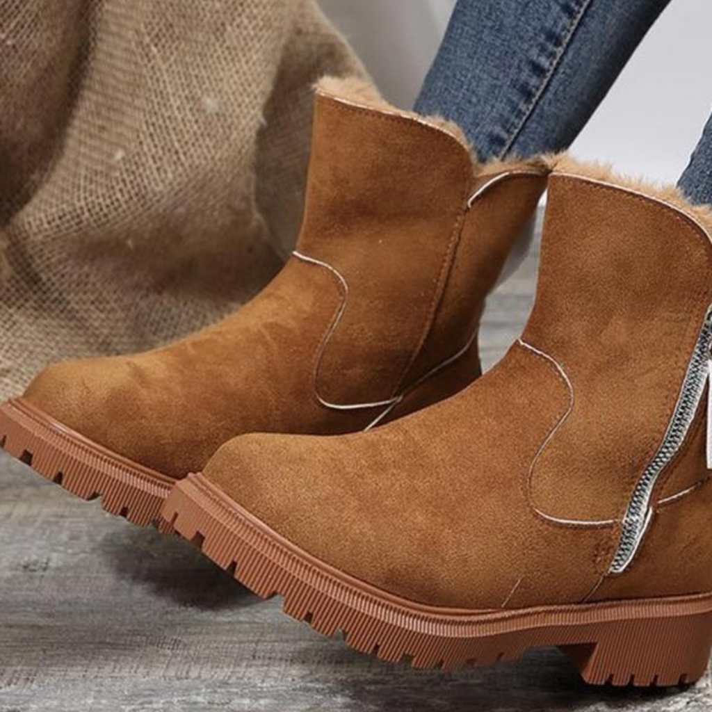 Zinnara | Bottines décontractées à fermeture éclair – Chaussures chaudes et confortables pour femmes