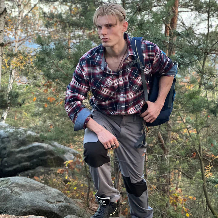 Aelric | Herenflanellen shirt – geruit shirt met lange mouwen, zacht en warm casual shirt voor herfst en winter