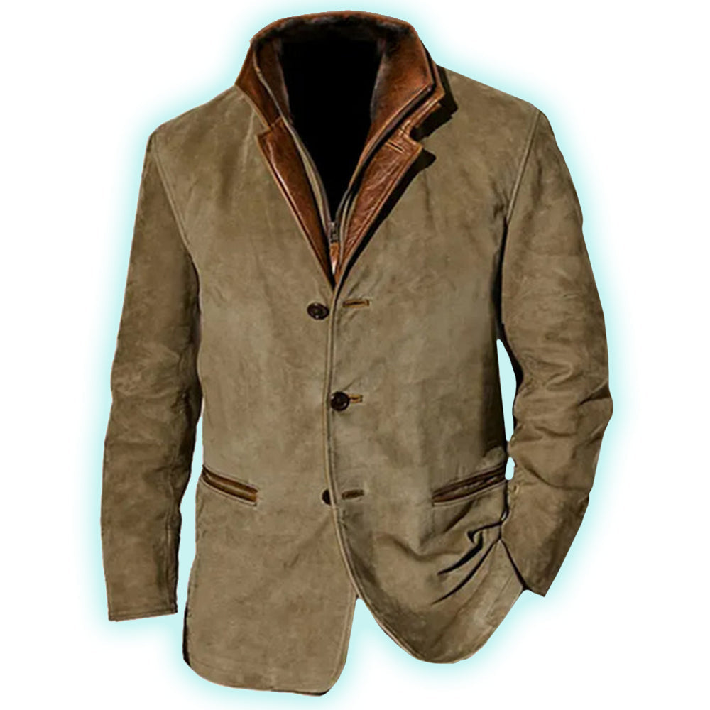 Zalthor | Veste en daim pour homme - fermeture boutonnée, vêtement d'extérieur décontracté, style western