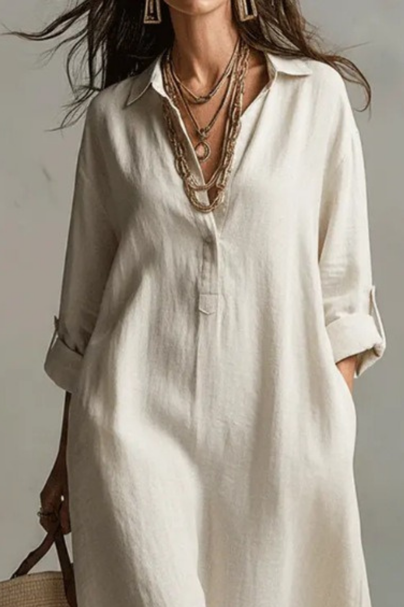 Virethia | Boho-zomerjurk voor dames – zwierige maxi-jurk met V-hals