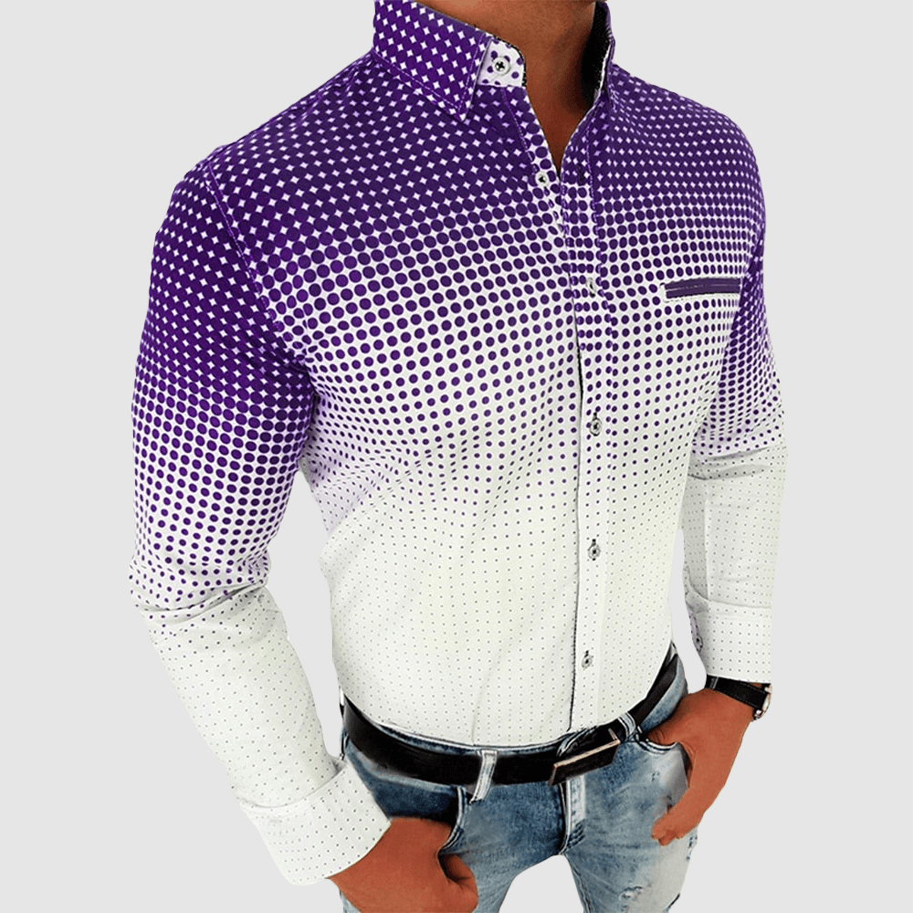 Calvor | Knoopoverhemd met kleurverloop voor heren - Lange mouwen, business casual, slim fit overhemd