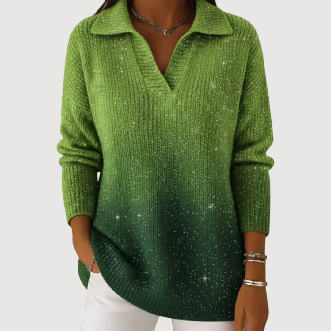 Vionara | Luminous Sparkle gebreide polojumper, relaxed fit trui met lange mouwen