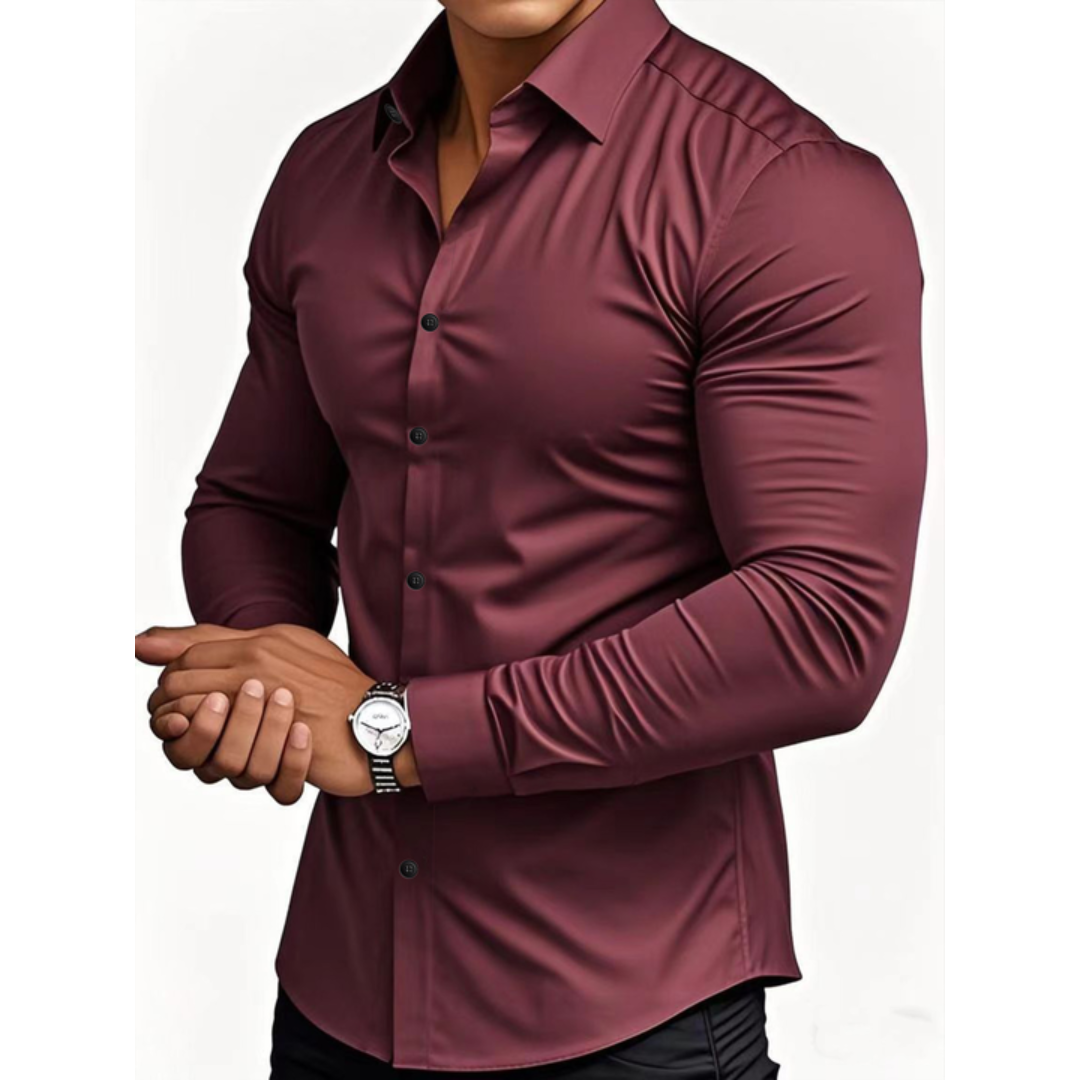 Brenor | Herenkatoenen poloshirt met lange mouwen – Klassiek casual overhemd met knopen