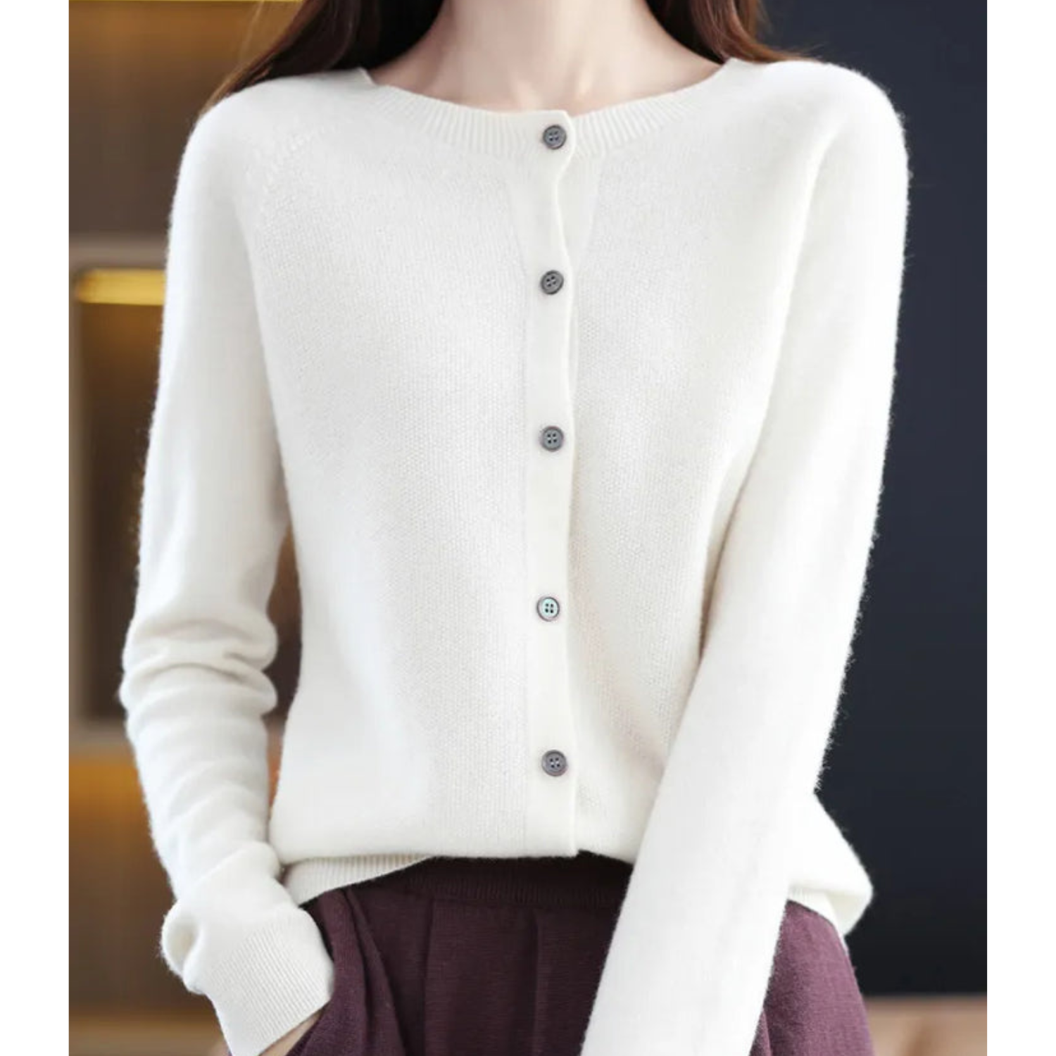 Marenne | Damen-Cardigan aus Kaschmir und Merinowolle, weicher Strickpullover, leichte Schicht