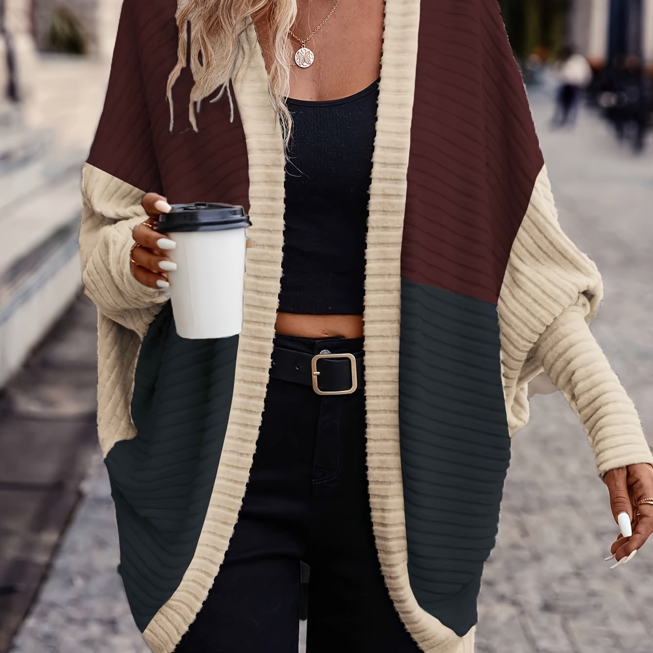 Valyra | Oversized gebreid vest met kleurblokken voor dames – Casual losse lentetop