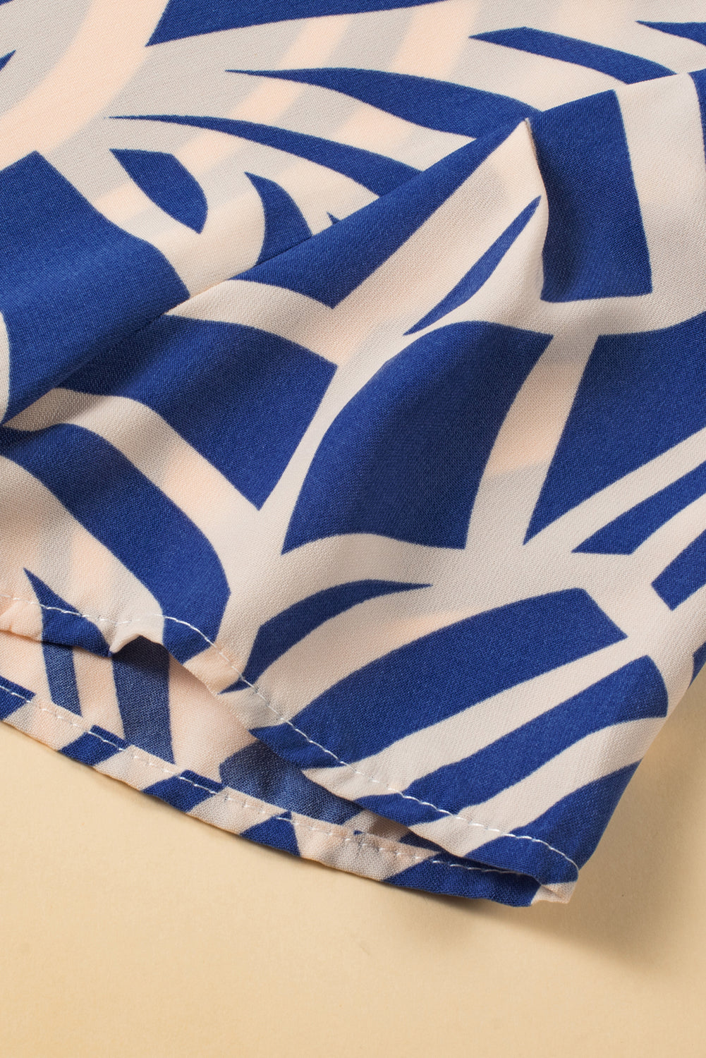 Zylia | Blauwe Boho-print midi-jurk voor dames – korte mouwen, uitlopende taille