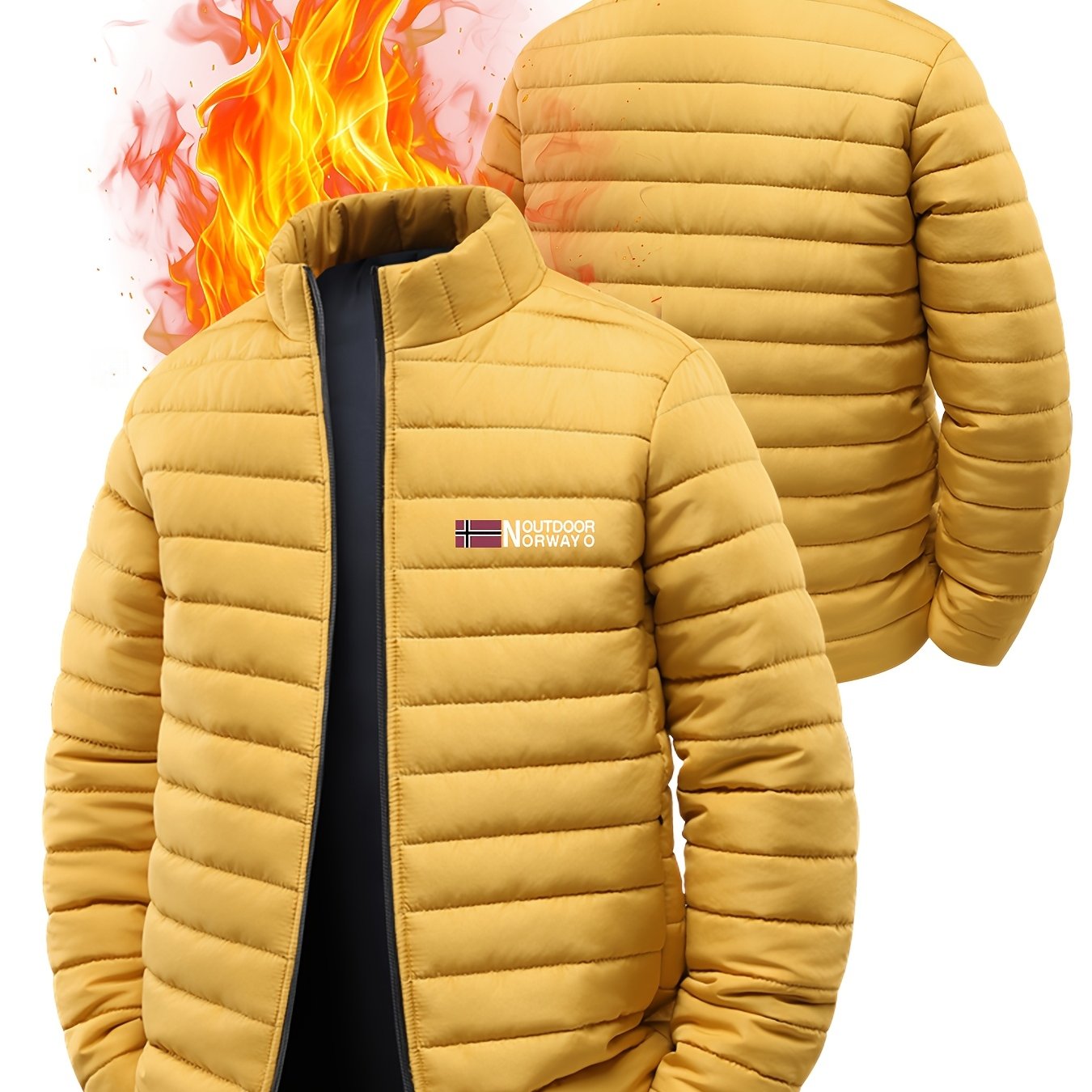 Kyro | Geïsoleerde winterjas voor heren met Scandinavisch letterontwerp – dik gevoerde jas met ritssluiting