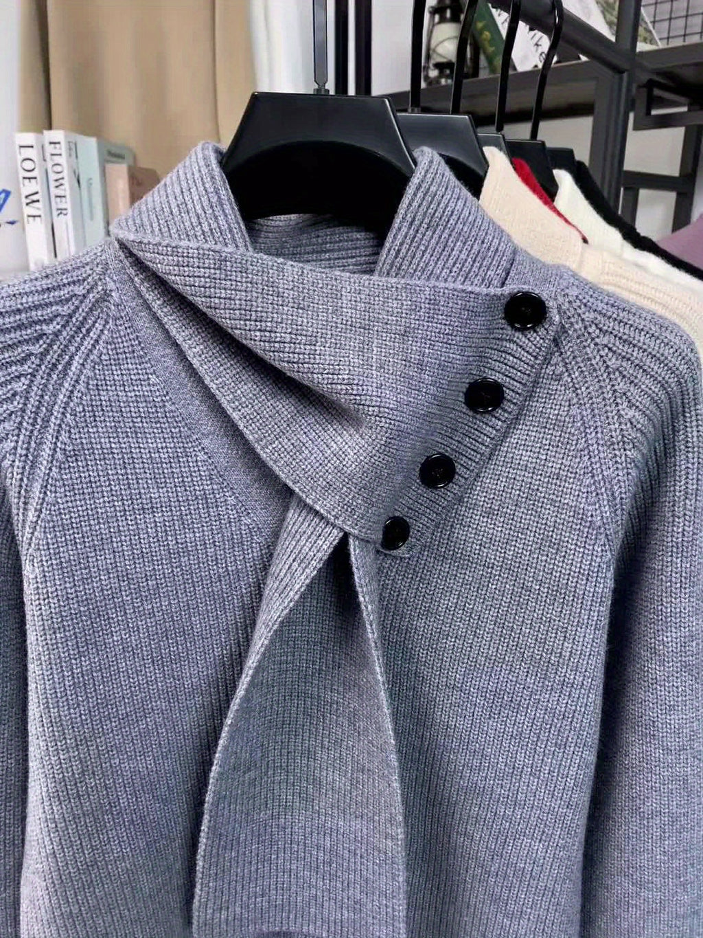 Drayke | Heren  V-hals gebreide trui  Pullover met lange mouwen en afneembare sjaalkraag