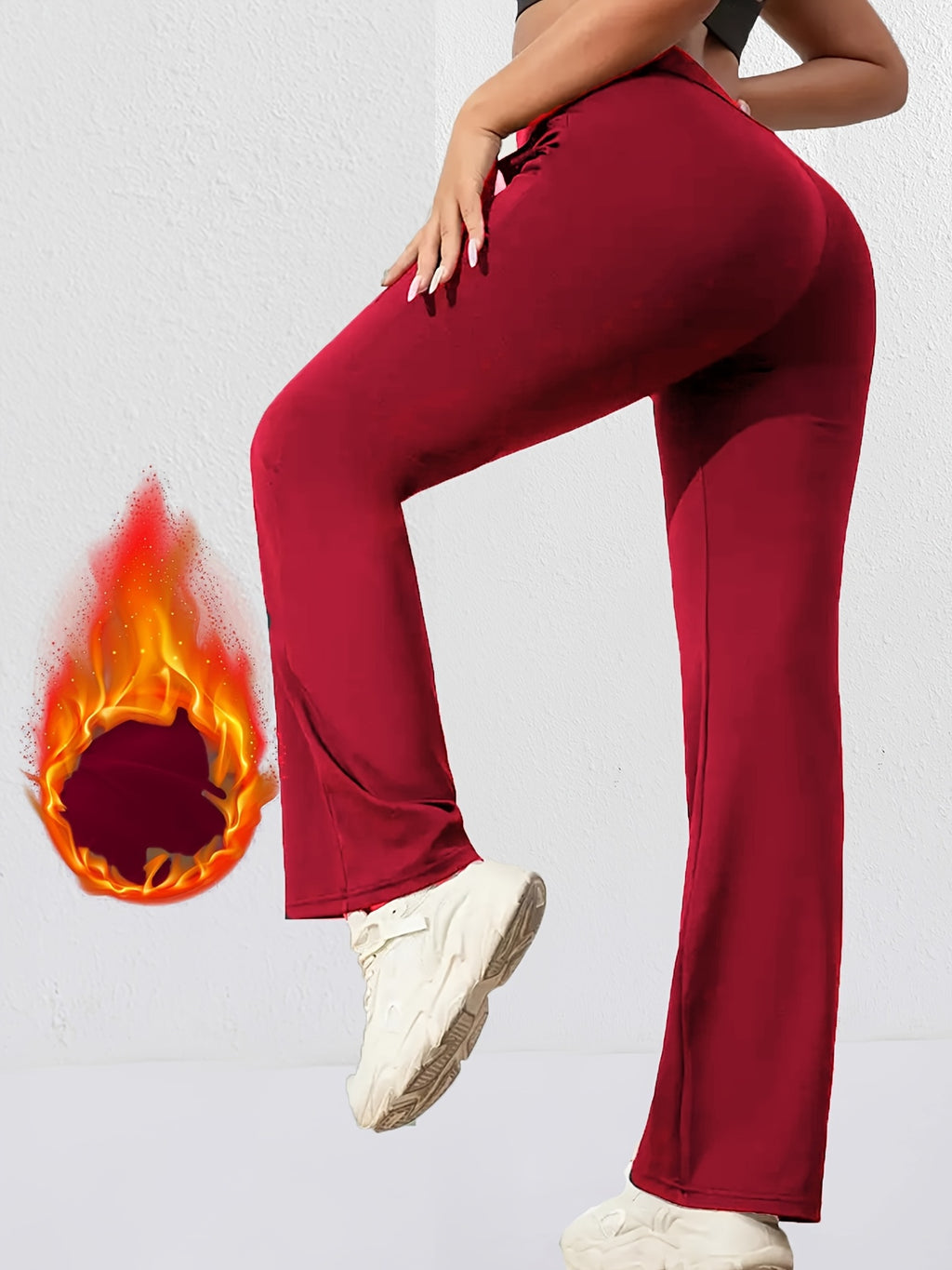 Birkita | Hoge taille, fleece gevoerde dikke winterlegging, zacht, rekbaar, warm, uitlopende pasvorm en zakken