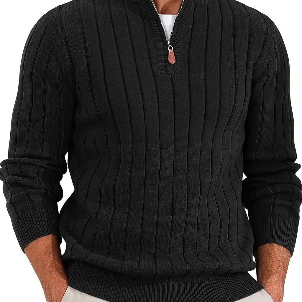 Brinor | Heren trui met halve rits – Casual trui met opstaande kraag, losse pasvorm, ritssluiting