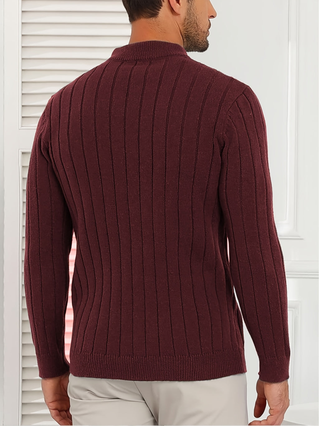 Brinor | Heren trui met halve rits – Casual trui met opstaande kraag, losse pasvorm, ritssluiting