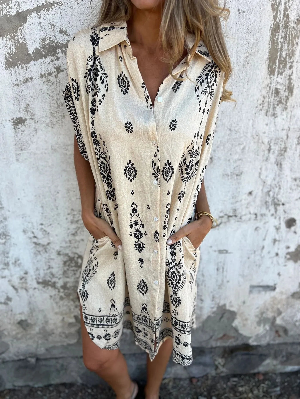 Azyra | Boho Breeze Midi-jurk – Casual jurk met relaxte pasvorm voor dames