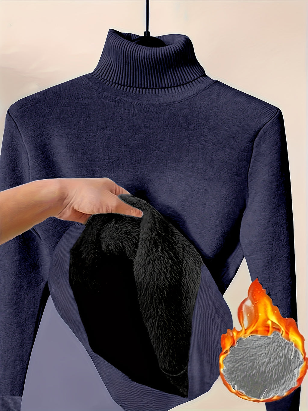 Dilon | Klassieke herentrui met hoge kraag – zachte, stretch fleece gevoerde wintertrui